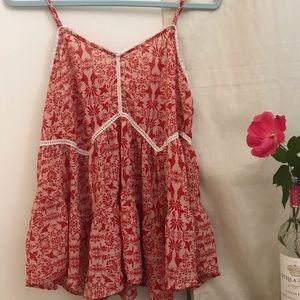 Pink Print Babydoll Tank Top